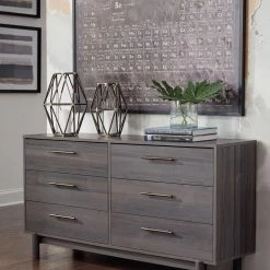 Signature Design By Ashley® Brymont - Dark Gray - Six Drawer Dresser - Sleek