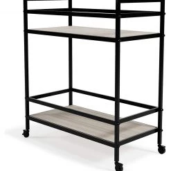 Ashley Furniture Waylowe - Black/tan - Bar Cart Bars & Bar Carts