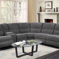 Emerald Home Aurora-3Pc 3-Power Reclining Sectional - Grey Sectionals