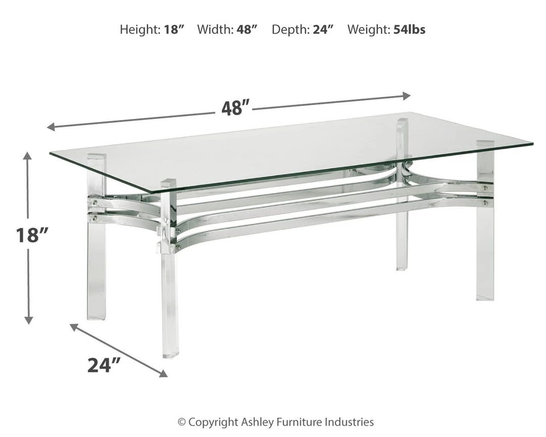 Ashley Furniture Braddoni - Chrome Finish - Rectangular Cocktail Table Tables 6 Ashley Furniture Braddoni - Chrome Finish - Rectangular Cocktail Table Tables