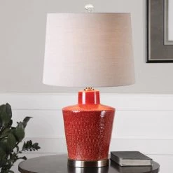 Uttermost Cornell Brick Red Table Lamp