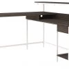 Ashley Furniture Dorrinson - White / Black / Gray - L-desk With Storage
