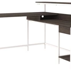 Ashley Furniture Dorrinson - White / Black / Gray - L-desk With Storage