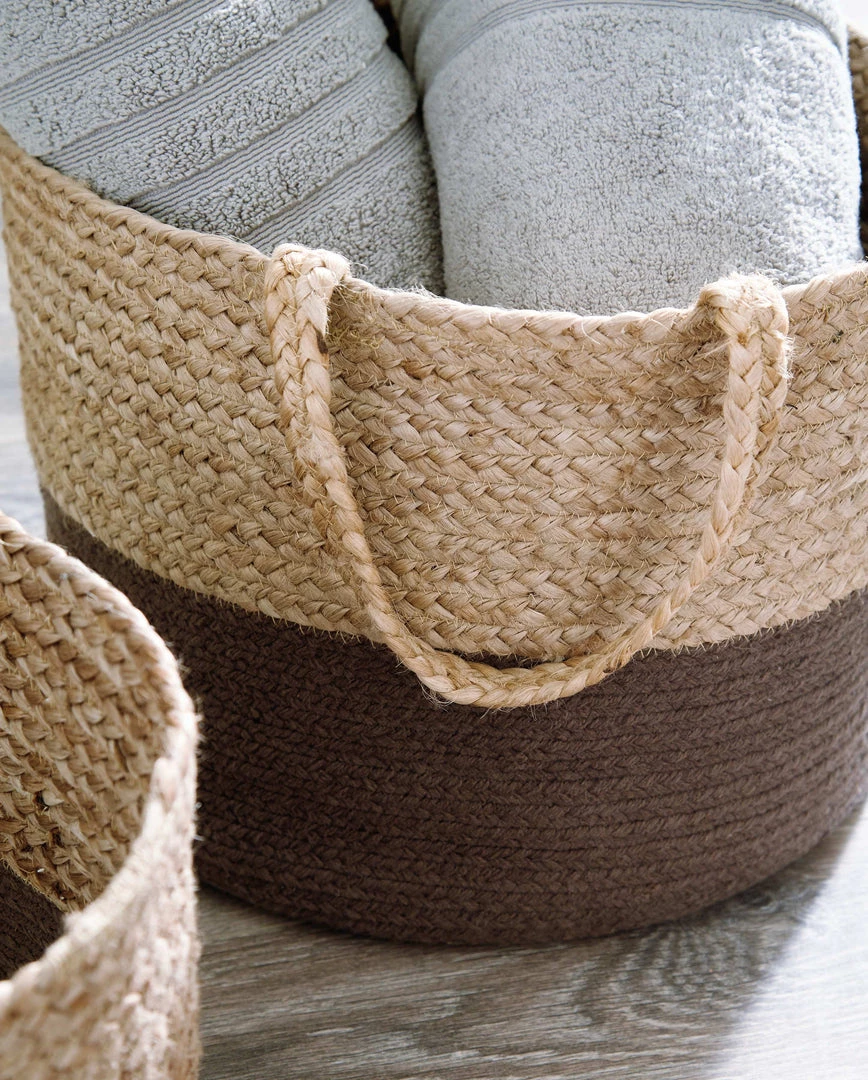 Ashley Furniture Parrish - Natural/charcoal - Basket Set (2/cn) 5 Ashley Furniture Parrish - Natural/charcoal - Basket Set (2/cn)