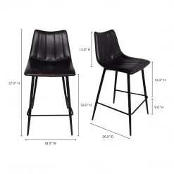 Moe's Home Collection Alibi Counter Stool Matte Black-m2 Stools 5 Moe's Home Collection Alibi Counter Stool Matte Black-m2 Stools