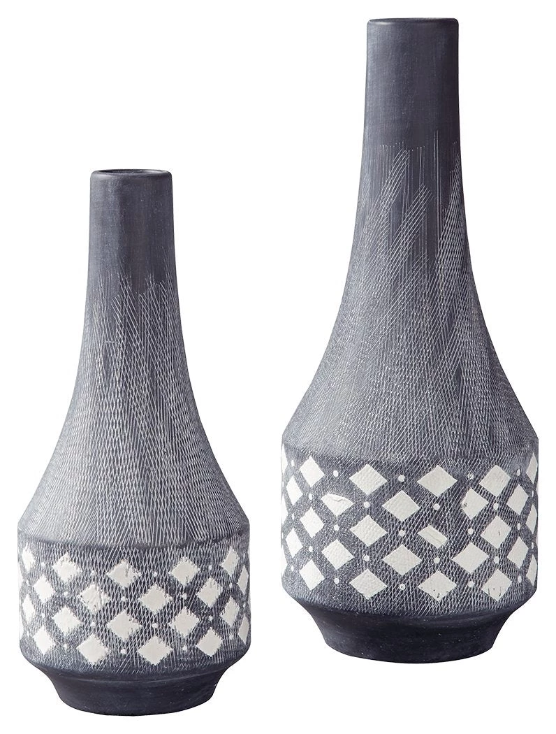 Ashley Furniture Dornitilla - Black/white - Vase Set (2/cn) Table Decor 3 Ashley Furniture Dornitilla - Black/white - Vase Set (2/cn) Table Decor