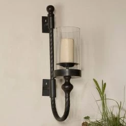 Accessories Uttermost Garvin Twist Metal Sconce With Candle