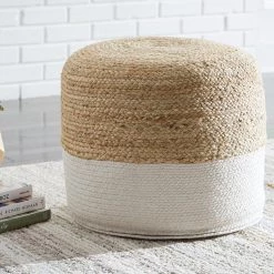 Ashley Furniture Sweed - Natural/white - Pouf - Round
