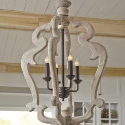 Ashley Furniture Accessories Jocelin - Distressed White - Wood Pendant Light (1/cn)