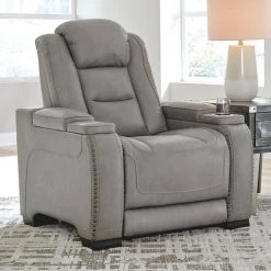 Ashley Furniture The Man-den - Gray - Pwr Recliner/adj Headrest