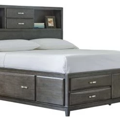 Signature Design By Ashley® Beds Caitbrook - Gray - California Storage Bed With 8 Drawers