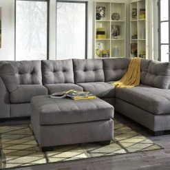Benchcraft® Living Room Sets Maier - Charcoal - 3 Pc - Left Arm Facing Sofa 2 Pc Sectional, Ottoman