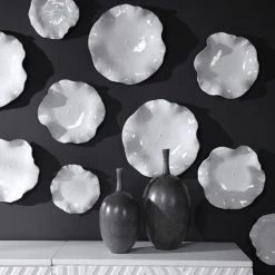 Uttermost Abella Ceramic Wall Decor, S/3, White 17 Uttermost Abella Ceramic Wall Decor, S/3, White