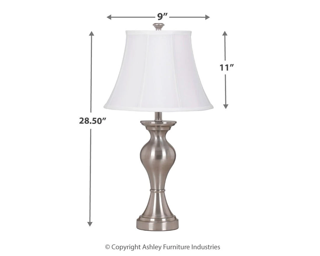 Ashley Furniture Accessories Rishona - Brushed Premium Finish - Metal Table Lamp (2/CN) 4 Ashley Furniture Accessories Rishona - Brushed Premium Finish - Metal Table Lamp (2/CN)