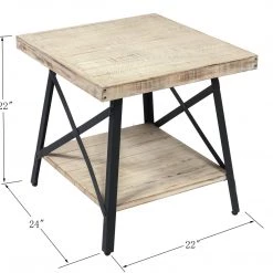 Emerald Home Tables Chandler End Table, Whitewash