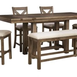 Ashley Furniture Moriville - Grayish Brown - Rect Drm Counter Ext Table
