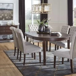 Signature Design By Ashley® Adinton - Dark Brown - 8 Pc. - Extension Table, 6 Upholstered Side Chairs, Server Dining Room Sets