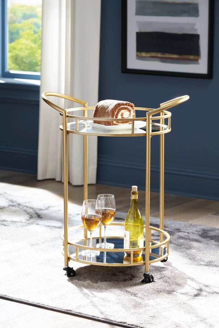 Ashley Furniture Bars & Bar Carts Wynora - Gold - Bar Cart 5 Ashley Furniture Bars & Bar Carts Wynora - Gold - Bar Cart