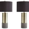 Ashley Furniture Jacek - Gray/brass Finish - Metal Table Lamp (2/cn) Accessories