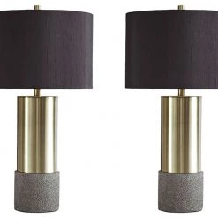 Ashley Furniture Jacek - Gray/brass Finish - Metal Table Lamp (2/cn) Accessories