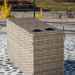 Ashley Furniture Calworth - Beige - Console With Drink Holders