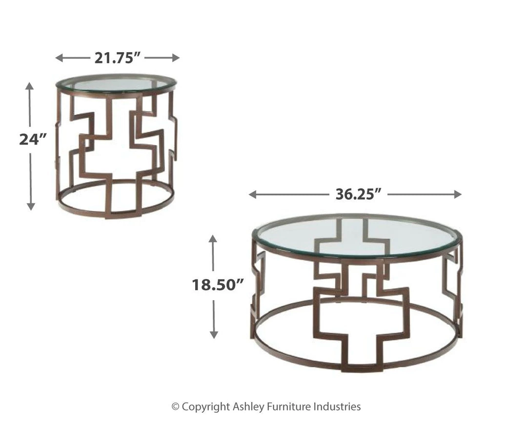 Ashley Furniture Frostine - Dark Bronze Finish - Occasional Table Set (3/cn) Tables 7 Ashley Furniture Frostine - Dark Bronze Finish - Occasional Table Set (3/cn) Tables