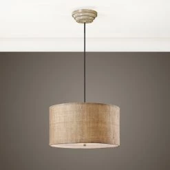 Accessories Uttermost Dafina 3 Light Burlap Drum Pendant
