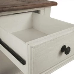 Ashley Furniture Bolanburg - White / Brown / Beige - Chair Side End Table - Door