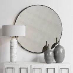 Uttermost Junius Antique White Round Mirror