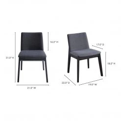 Moe's Home Collection Deco Ash Dining Chair Charcoal-m2 Chairs