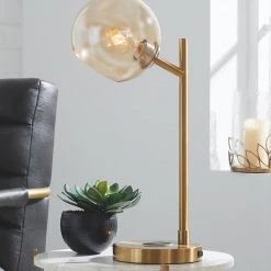 Ashley Furniture Abanson - Amber/gold Finish - Metal Desk Lamp (1/cn) Accessories 8 Ashley Furniture Abanson - Amber/gold Finish - Metal Desk Lamp (1/cn) Accessories