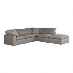 Moe's Home Collection Terra Condo Dream Modular Sectional Livesmart Fabric Light Grey