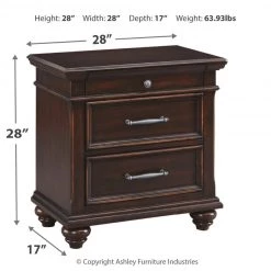 Ashley Furniture Brynhurst - Dark Brown - Three Drawer Night Stand Nightstands