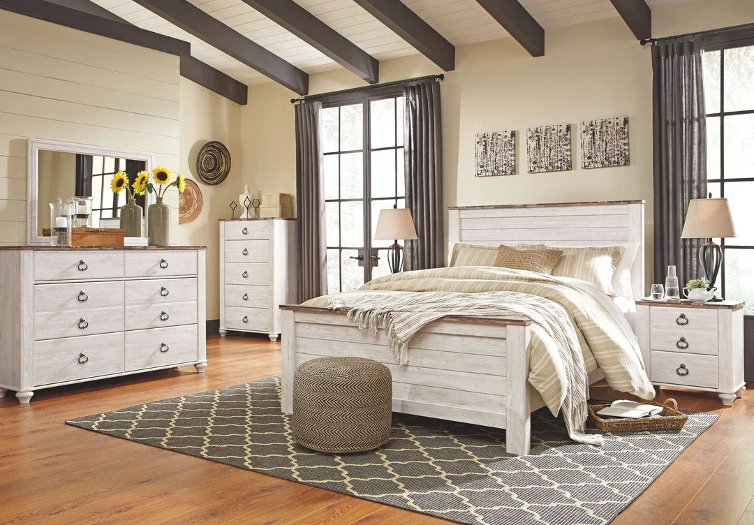 Signature Design By Ashley® Willowton - Attractive - Dresser, Mirror, Panel Bed Bedroom Sets 3 Signature Design By Ashley® Willowton - Attractive - Dresser, Mirror, Panel Bed Bedroom Sets