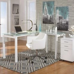 Ashley Furniture Baraga - White - L-desk Desks