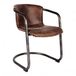 Moe's Home Collection Benedict Dining Chair Grazed Brown Leather -m2 Chairs