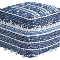 Ashley Furniture Anthony - Blue/white - Pouf Accessories