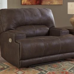 Signature Design By Ashley® Kitching - Rustic - 2 Seat Power Reclining Sofa Adjustable Headrest, Power Reclining Loveseat CON/Adjustable Headrest, Wide Seat Power Recliner