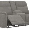 Ashley Furniture Reclining Furniture Mouttrie - Smoke - Pwr Rec Loveseat/con/adj Hdrst