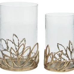 Ashley Furniture Table Decor Pascal - Antique Gold Finish - Candle Holder Set (2/cn)
