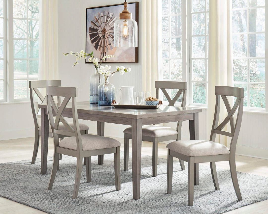 Signature Design By Ashley® Parellen - Gray - Rectangular Dining Room Table, 4 Upholstered Side Chairs 3 Signature Design By Ashley® Parellen - Gray - Rectangular Dining Room Table, 4 Upholstered Side Chairs