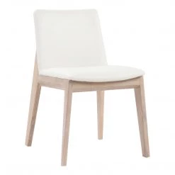 Moe's Home Collection Deco Oak Dining Chair White Pvc-m2