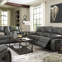 Signature Design By Ashley® Reclining Furniture Calderwell - Gray - 3 Pc. - Reclining Sofa, Loveseat, Rocker Recliner