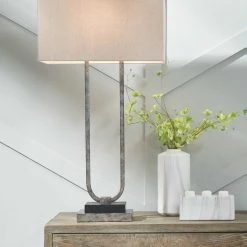 Ashley Furniture Bennish - Antique Silver Finish - Metal Table Lamp (1/cn) Accessories