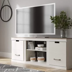 Ashley Furniture Vaibryn - White / Brown - Lg Tv Stand W/fireplace Option TV Stands 18 Ashley Furniture Vaibryn - White / Brown - Lg Tv Stand W/fireplace Option TV Stands