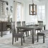 Signature Design By Ashley® Hallanden - Dark Gray - 7 Pc. - Extension Table, 4 Side Chairs, Bench, Server Dining Room Sets