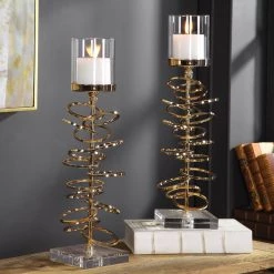 Uttermost Tala Rose Gold Candleholders Set/2 Table Decor