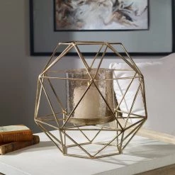 Uttermost Myah Geometric Gold Candleholder Table Decor