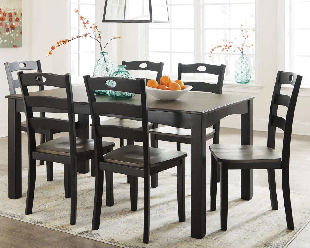 Ashley Furniture Froshburg - Black - Dining Room Table Set (7/cn) Dining Room Sets 7 Ashley Furniture Froshburg - Black - Dining Room Table Set (7/cn) Dining Room Sets