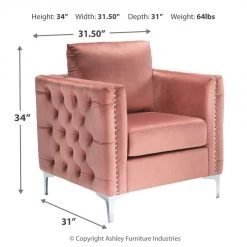 Ashley Furniture Lizmont - Blush Pink - Accent Chair